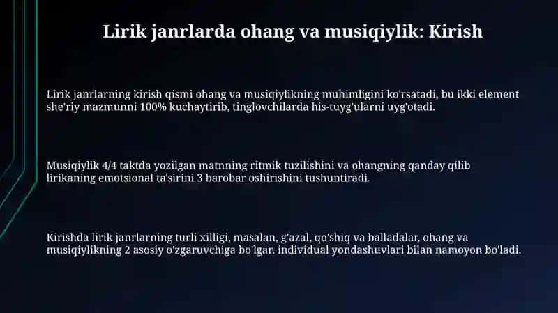 Lirik janrlarda ohang va musiqiylik 3