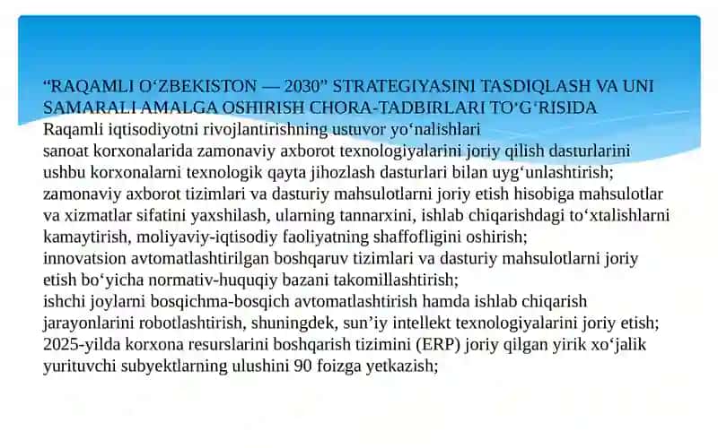 RAQAMLI O‘ZBEKISTON — 2030 3
