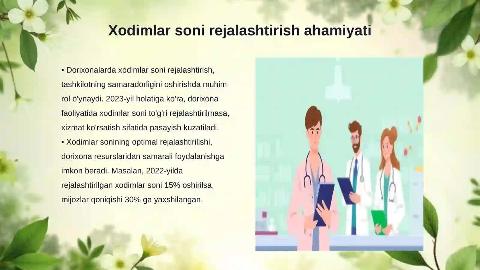 Dorixonalarda xodimlar soni va ish haqqini rejalashtirish 3