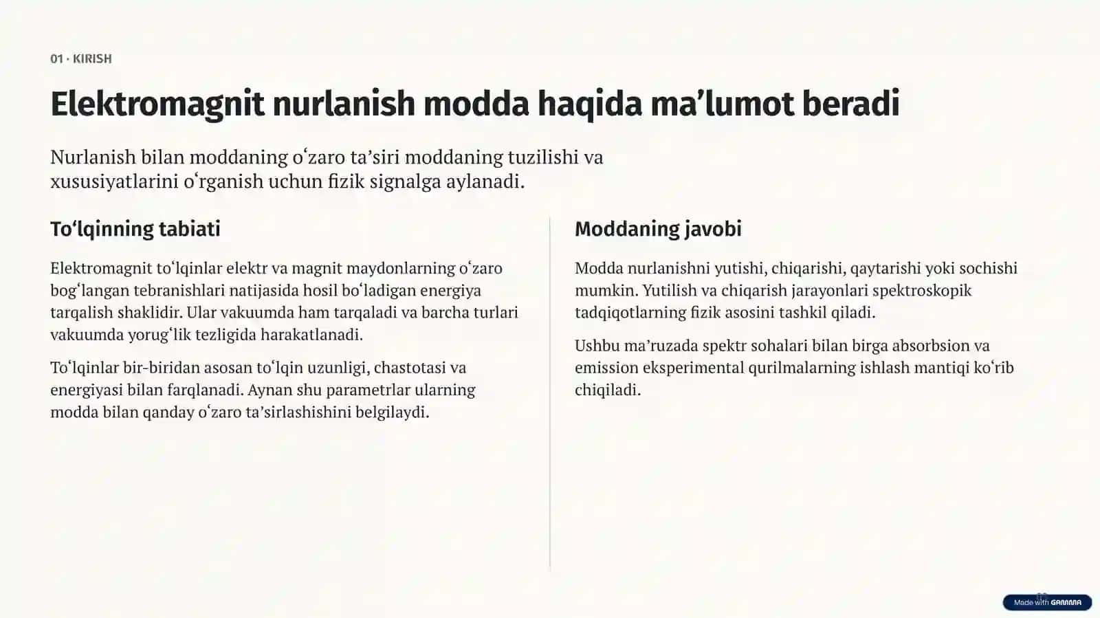 Elektromagnit spektrning uzluksiz tabiati 3