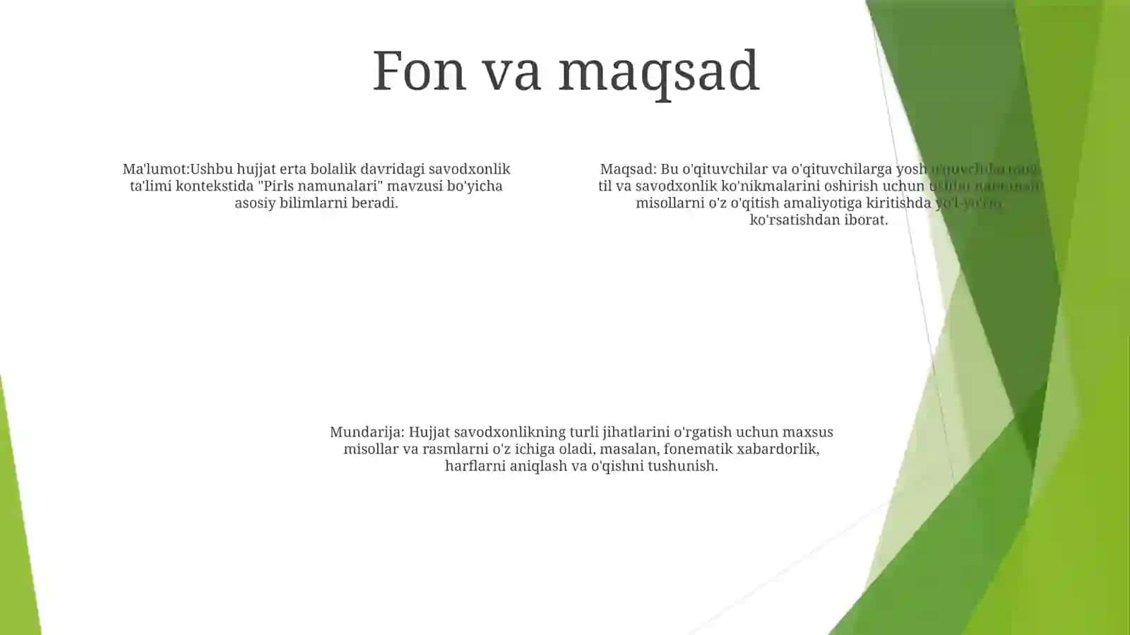Boshlang'Ich Sinf Ona Tili Va O'Qish Savodxonligi Fanidan Pirls Namunalar 3