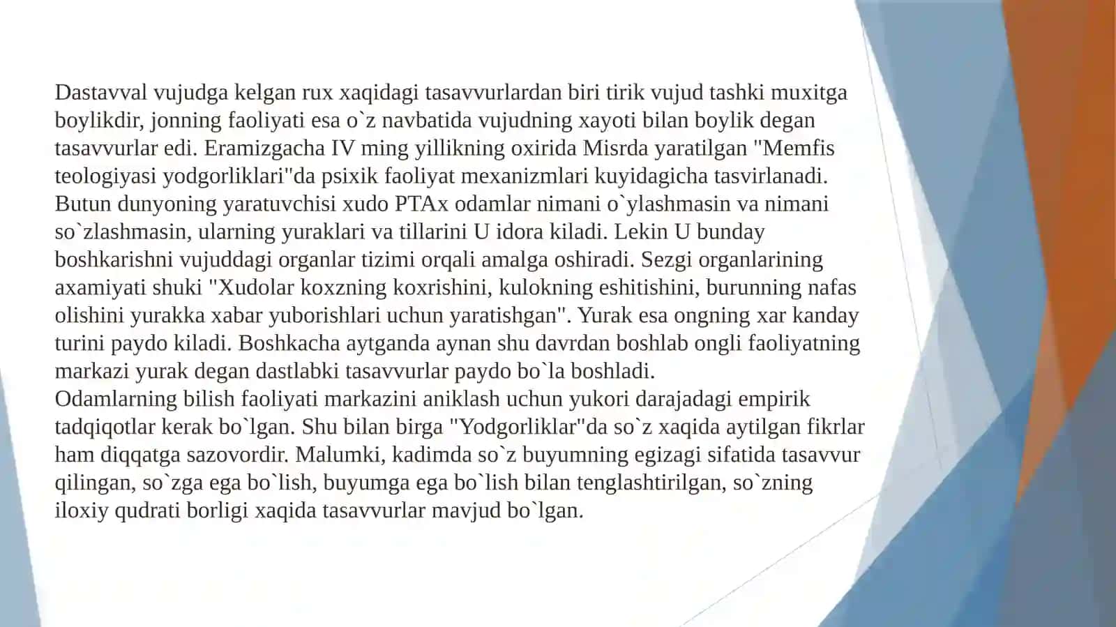 Qadimgi Sharq mamlakatlari dapsixologik fikrlarning paydo boʻlishi 3