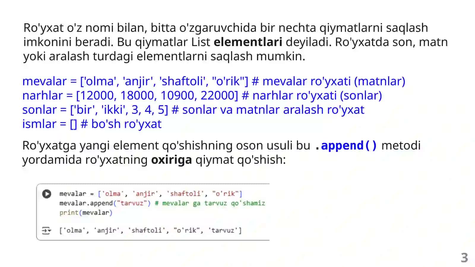 Python dasturlash muhiti 3