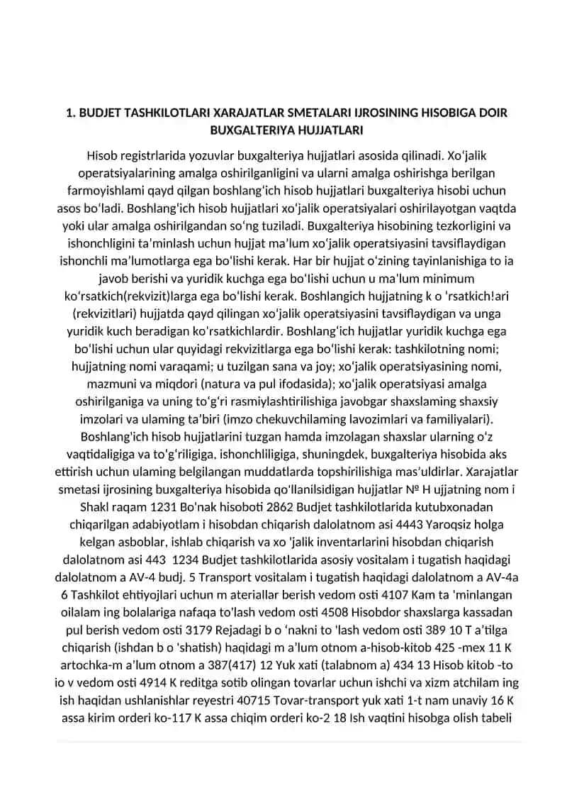 Budjet hisobi (amaliyot) fanidan 3