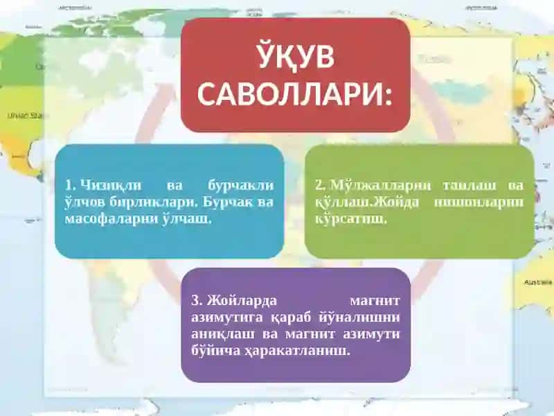 ЖОЙДА ЎЛЧАШ ИШЛАРИ. ЖОЙДА КАРТАСИЗ МЎЛЖАЛЛАНИШ ВА НИШОН КЎРСАТИШ 3