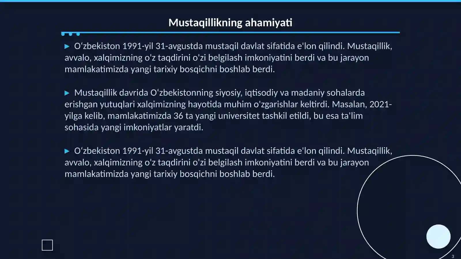 Oʻzbekiston ta'rikhi boʻyicha yangiliklar 3