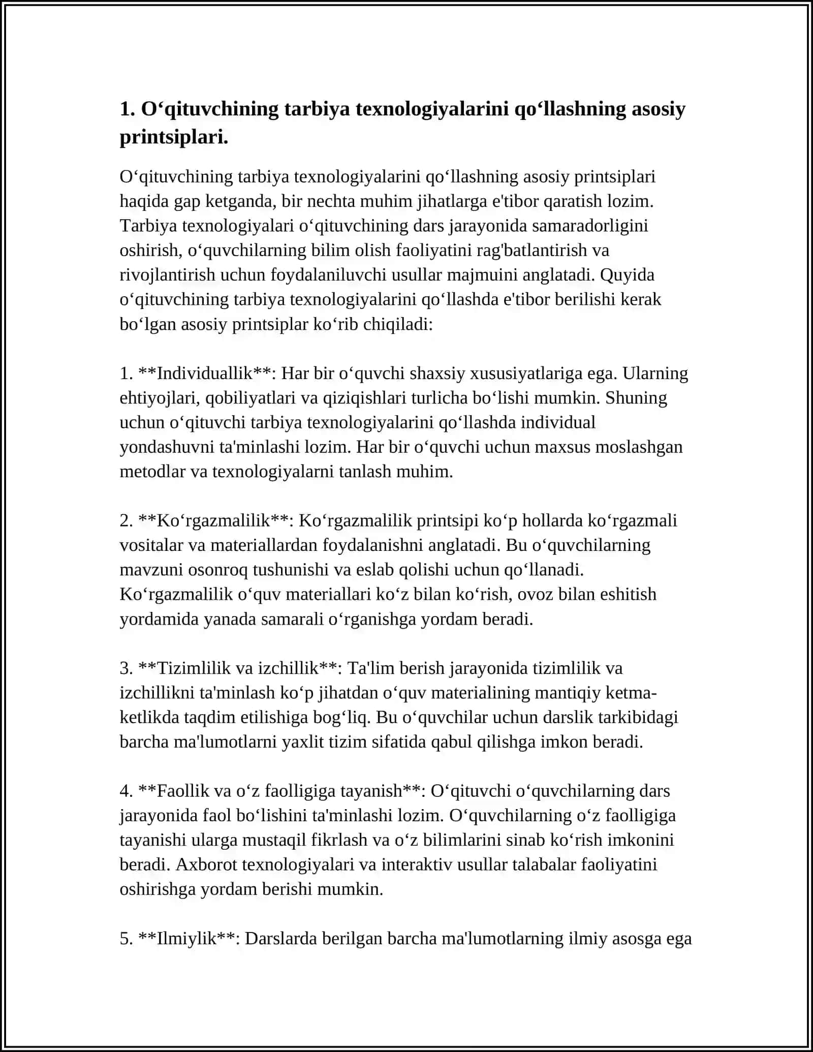 O'QITIVCHINING TARBIYA TEXNALOGIYALARI ASOSIDA FAOLIYAT OLIB BORISH 3