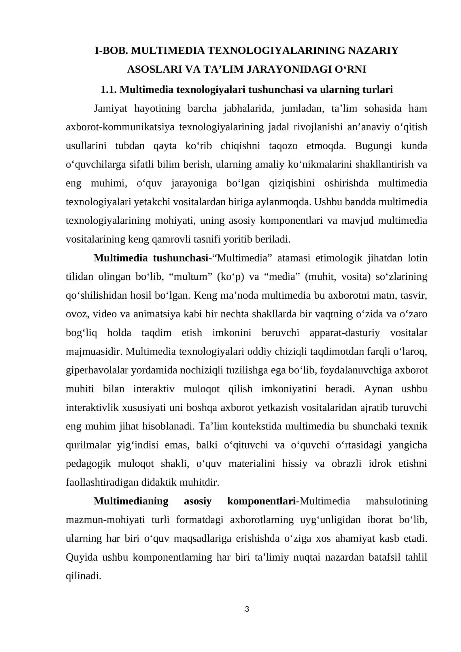 MULTIMEDIA TEXNOLOGIYALARI ASOSIDA INFORMATIKA FANINI O‘QITISH SAMARADORLIGINI OSHIRISH METODIKASI 3