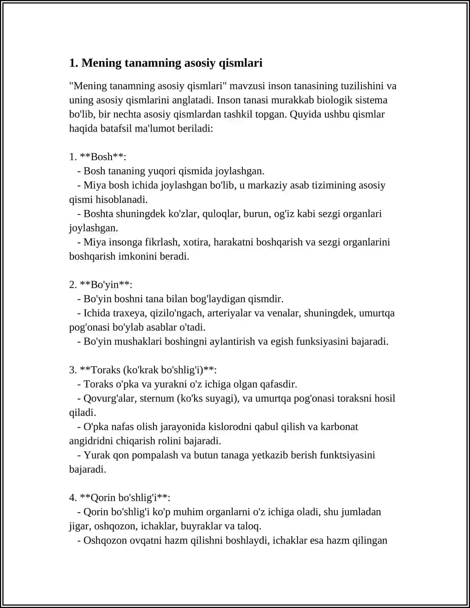 Mening tanamning asosiy qismlari 3