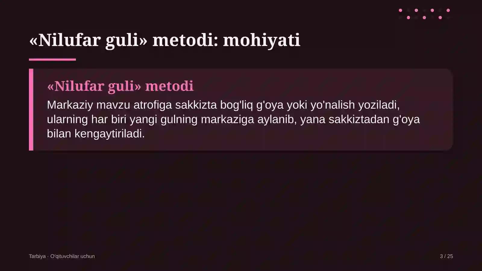 tarbiya darslarida nilufar guli metodidan foydalanish 6193 3