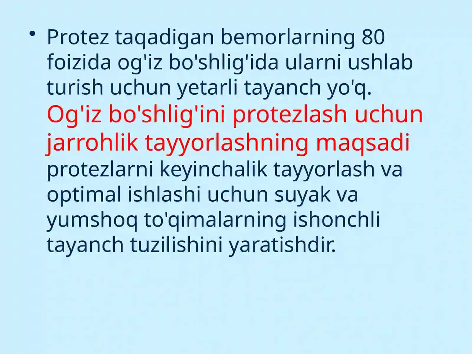 Tish protezlari uchun og'iz bo'shlig'ini jarrohlik yo'li bilan tayyorlash 3