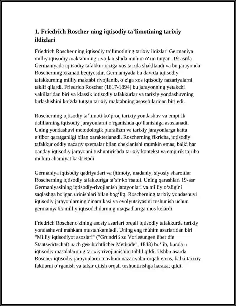 FRIEDRICH ROSCHER NING IQTISODIY TAʼLIMOTI 3