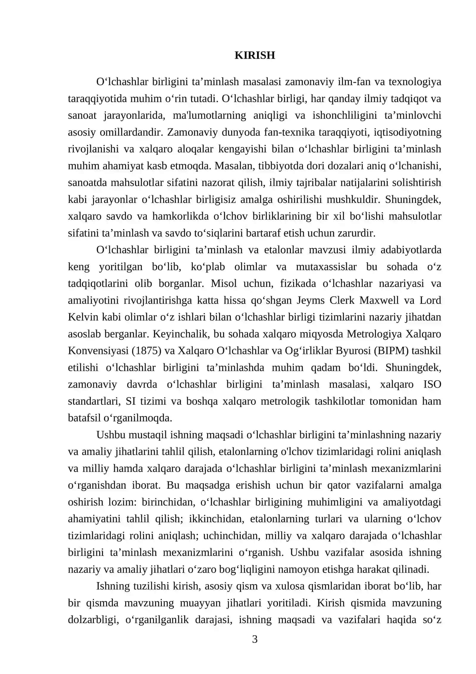 Oʻlchashlar birligini taʼminlash va etalonlar 3