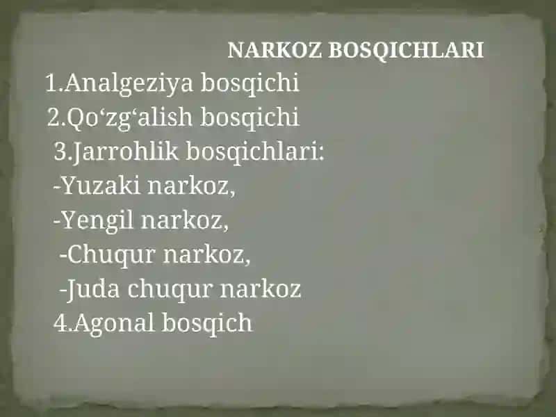 Narkoz vositalari. Uxlatuvchi vositalar 3