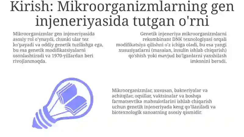 Mikroorganizmlarning gen muhamdisligi va qo’llanilishi 3