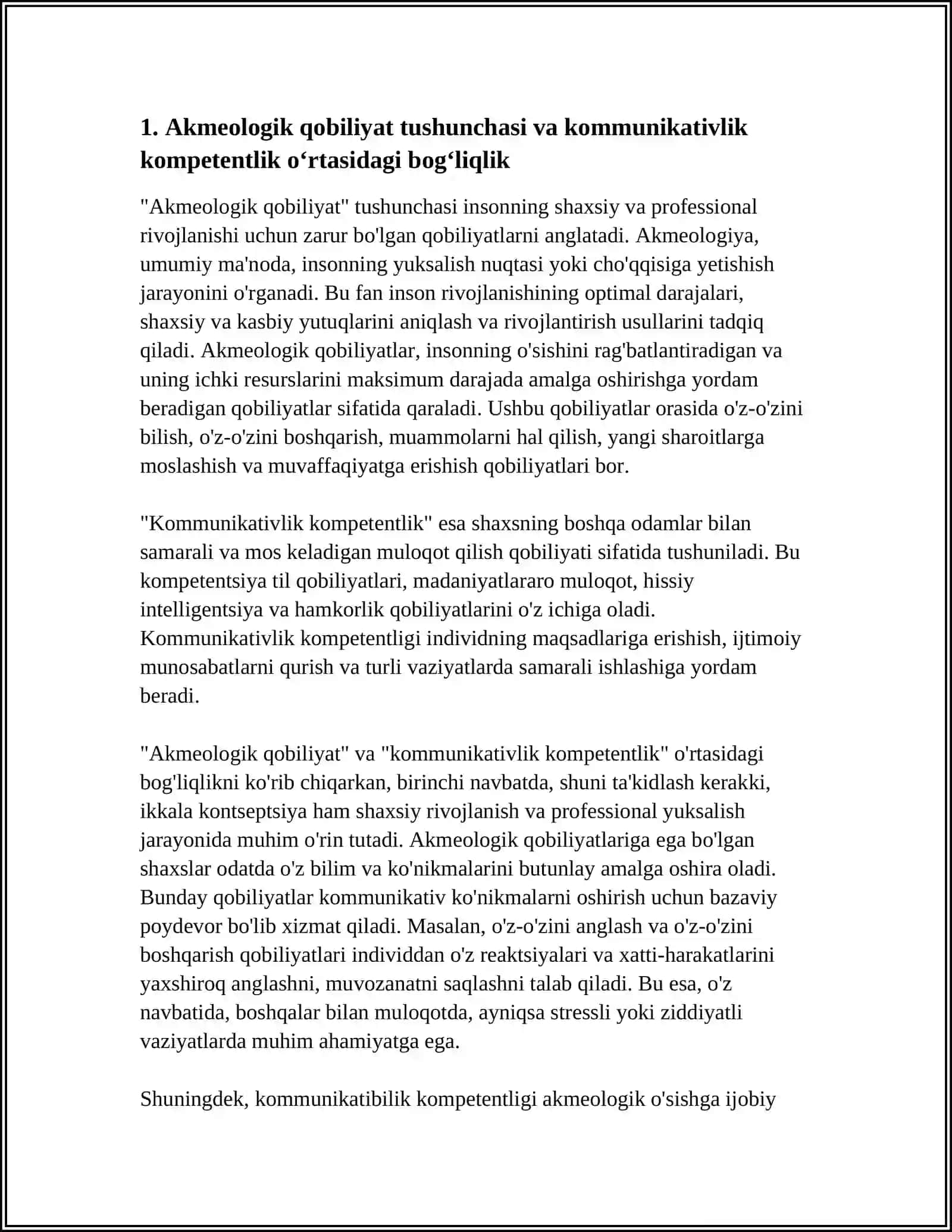 AKMEOLOGIK QOBILIYAT. KOMMUNIKATIVLIK KOMPETENTLIK 3