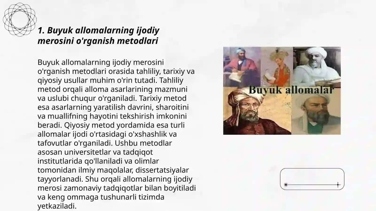 Buyuk allomalarimiz ijodiyotida tadqiqot metodalogiyasi masalalari 3