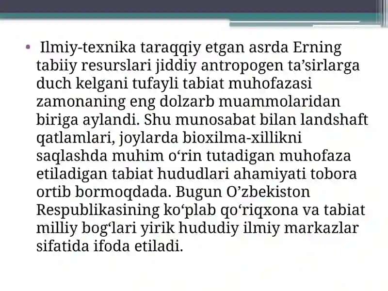 O’zbekistonqo’riqxonalarning geografik joylashuvi va ahamiyati 3