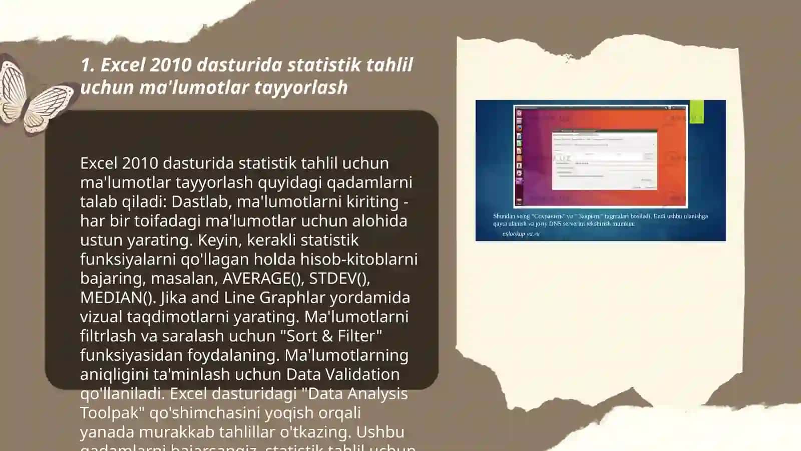 MS Excel -2010 dasturining statistik tahlillar qilish va echimlar qidirish funksiyalari bilan ishlash Bahodirova Mohimbonu 3