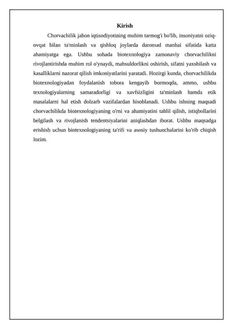Mavzu: Chorvachilikda biotexnologiyaning ahamiyati 3