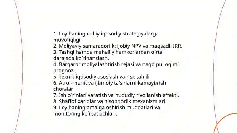 Oʻzbekiston tiklanish va taraqqiyot jamgʻarmasi mablagʻlari hisobiga investitsiya loyihalarini moliyalashtirish 3
