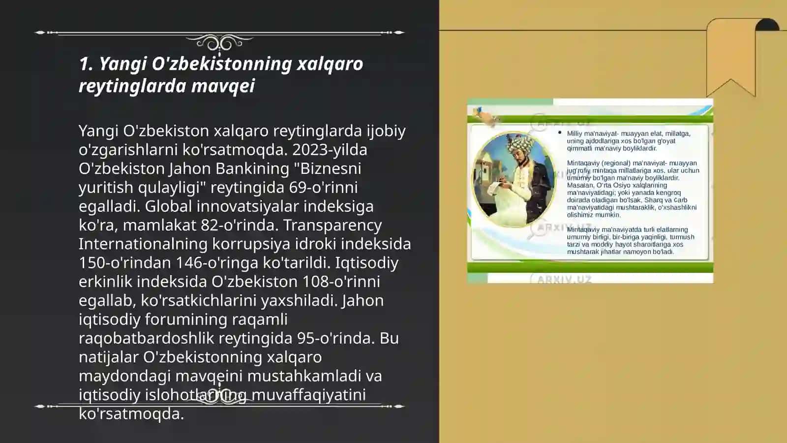 Yangi O‘zbekiston ijtimoiy-siyosiy, iqtisodiy va madaniy hayotida ro‘y berayotgan o‘zgarishlarning xalqaro reyting va indekslarda aks etishi 3