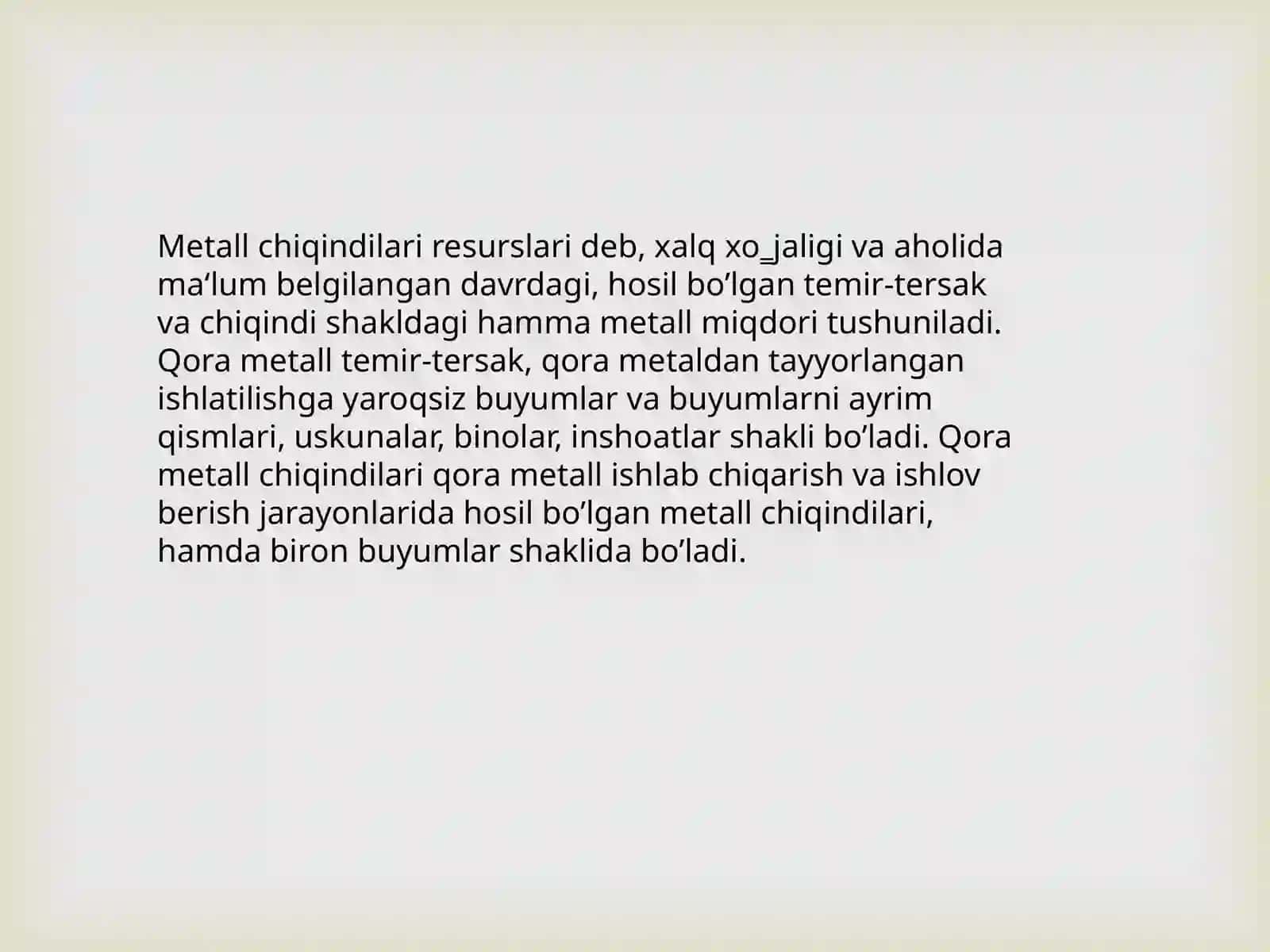 Metall temir-tersaklarini hosil bo'lish manbalari va metall chiqindilarini ishlatish 3