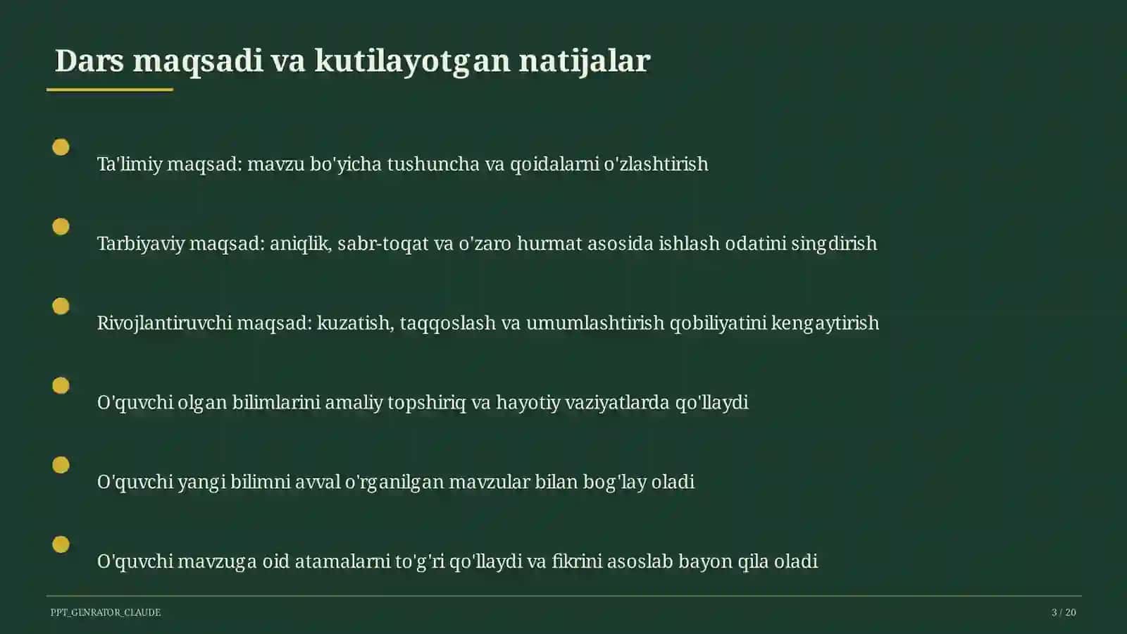 Sinf soati va tarbiyaviy tadbirlar (1–11) 3