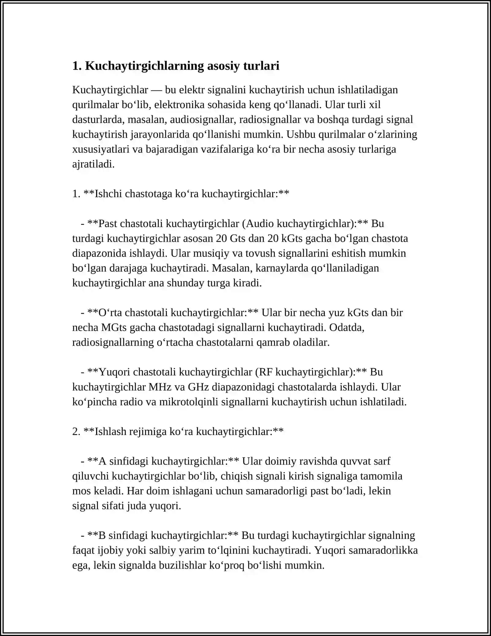 KOʻP KASKADLI KUCHAYTIRGICHLAR.QUVVAT KUCHAYTIRGICHLARI 3