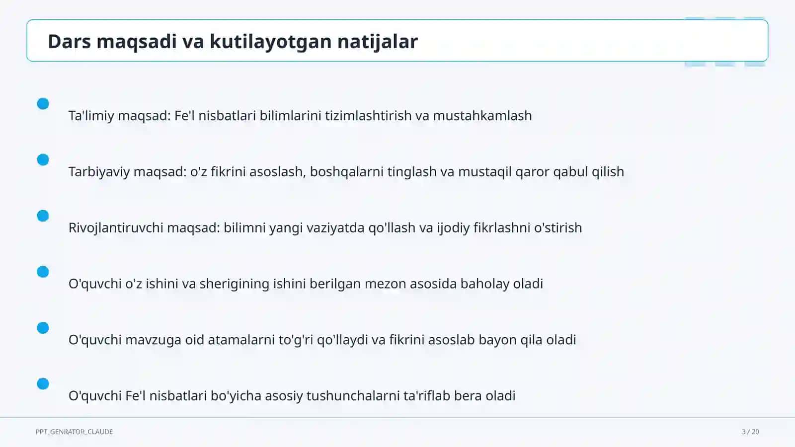 Fe'l nisbatlari (7-sinf) 3