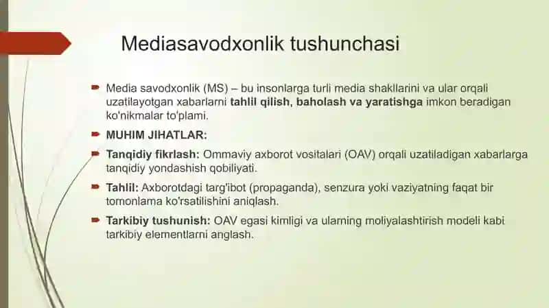 Mediasavodxonlikning asosiy tushunchalari va ahamiyati 3
