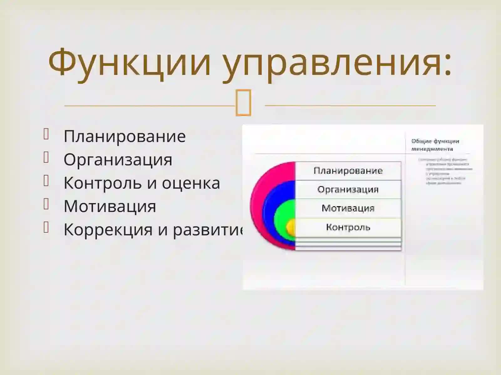 Цель управление: обеспечение эффективного функционирования образовательной организации, достижение образовательных результатов, развитие воспитательной среды. Принципы: законность, гладкость, демократичность, личность-ориентированный подход, научность и системность, планирование, организация, контроль и оценка, мотивация, коррекция и развитие 3