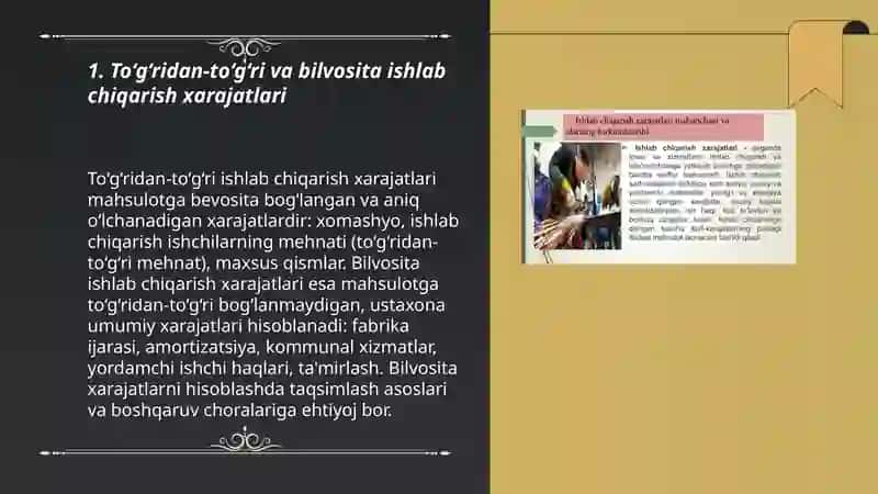 Ishlab chiqarish xarajatlarining tasnifi 3
