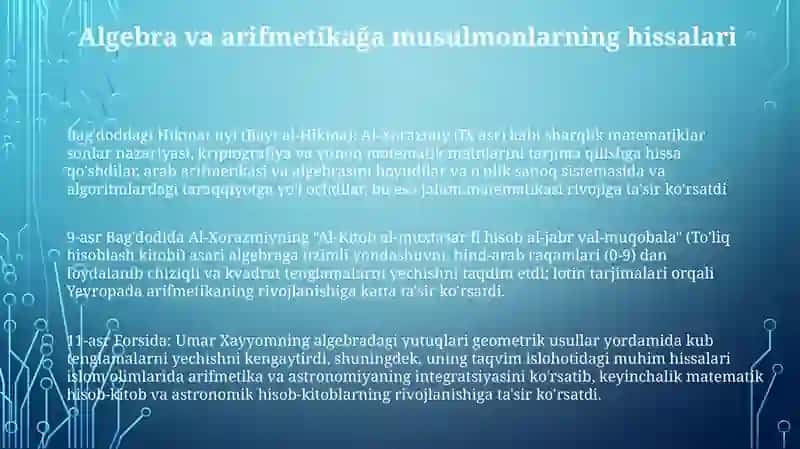 Sharq matematik olimlarining asarlarida arifmetikaning rivojlanishi 3