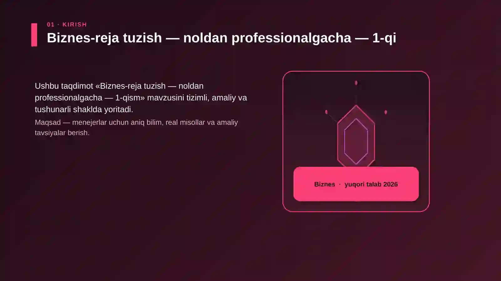 Biznes-reja tuzish — noldan professionalgacha — 1-qism 3