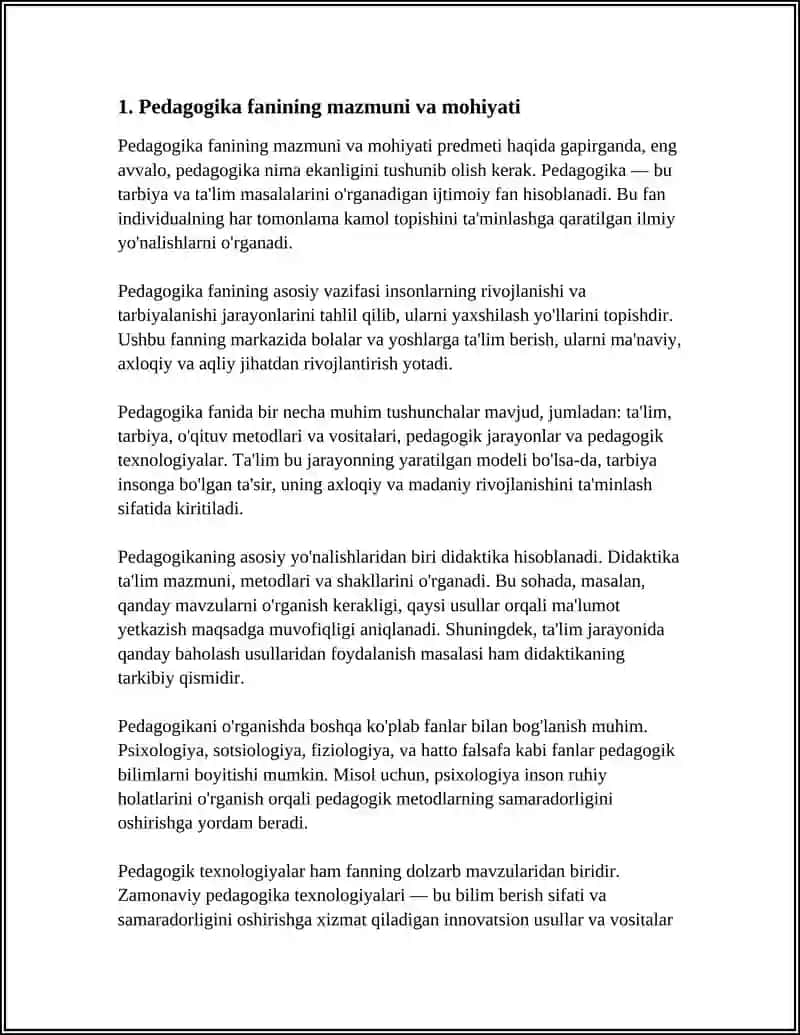 PEDAGOGIKA FANINING MAZMUNI VA MOHIYATI PREDMETI 3