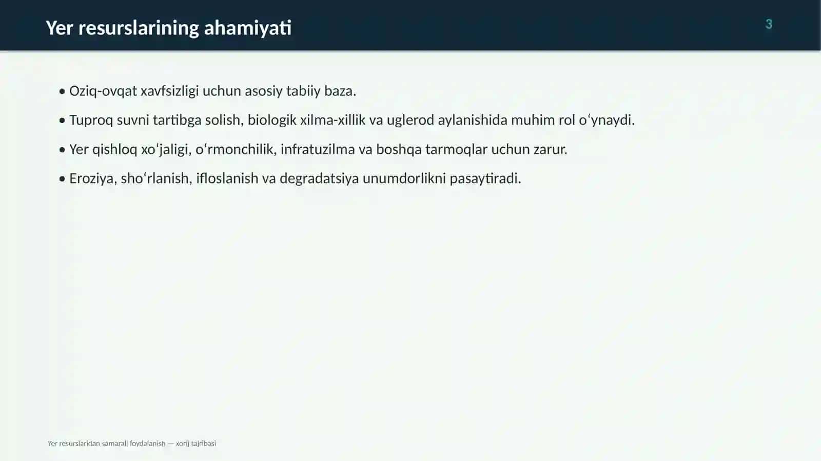 Yer Resurslaridan Samarali Foydalanish 3