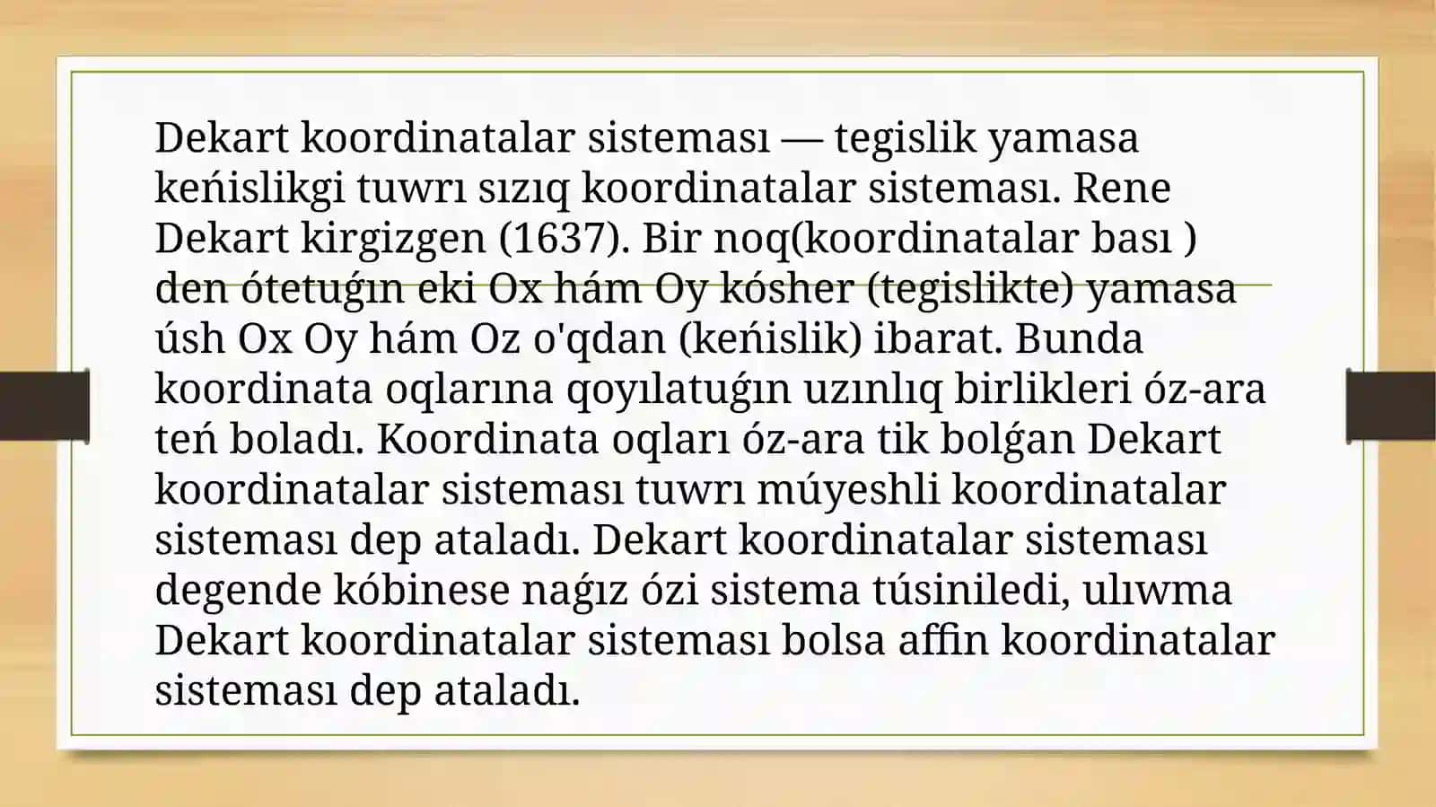 Dekart koordinatalar sisteması 3