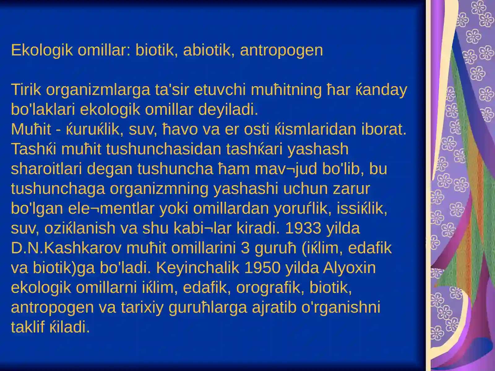 Ekologik omillar va ularning tasnifi 3