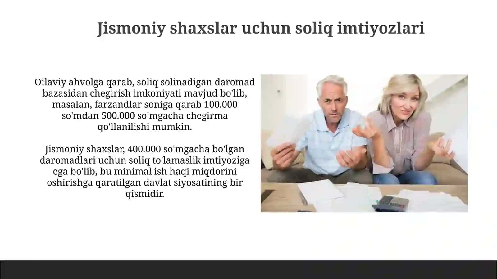 Jismoniy shaxslardan olinadigan daromad solig'i bo'yicha imtiyozlar 3