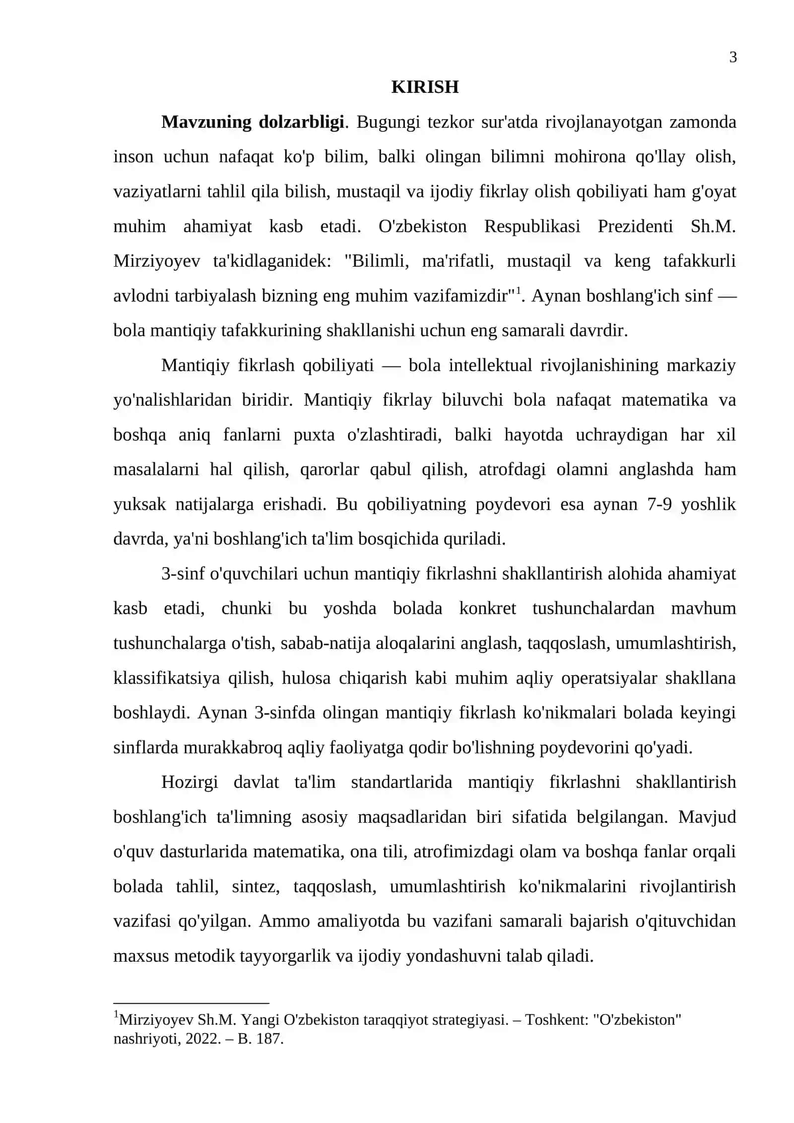 3-SINF O'QUVCHILARINING MANTIQIY FIKRLASH QOBILIYATLARINI SHAKLLANTIRISH 3