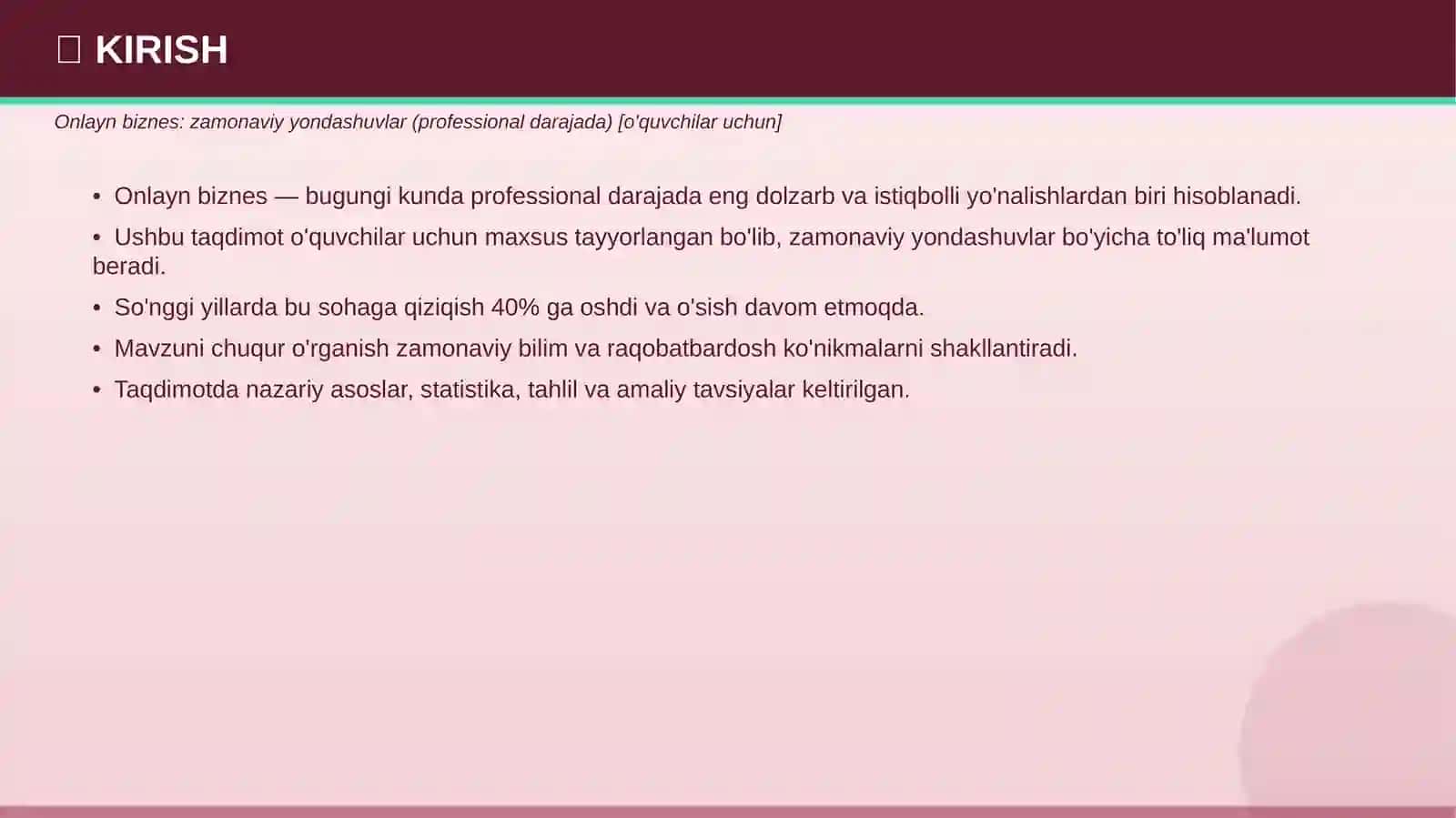 ONLAYN BIZNES: Zamonaviy yondashuvlar (professional darajada) [o'quvchilar uchun] 3