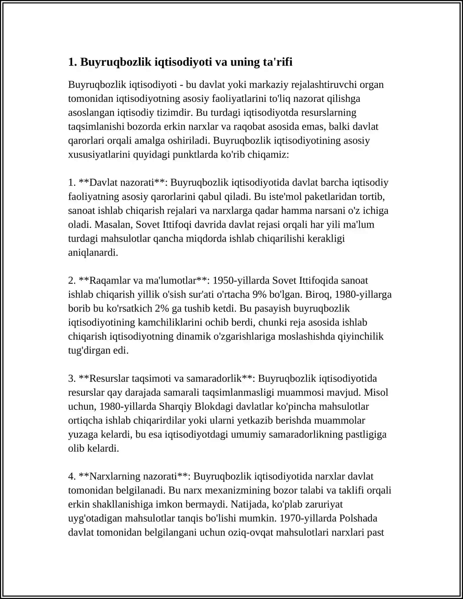 BUYRUQBOZLIK IQTISODIYOTNING NORMALARI 3