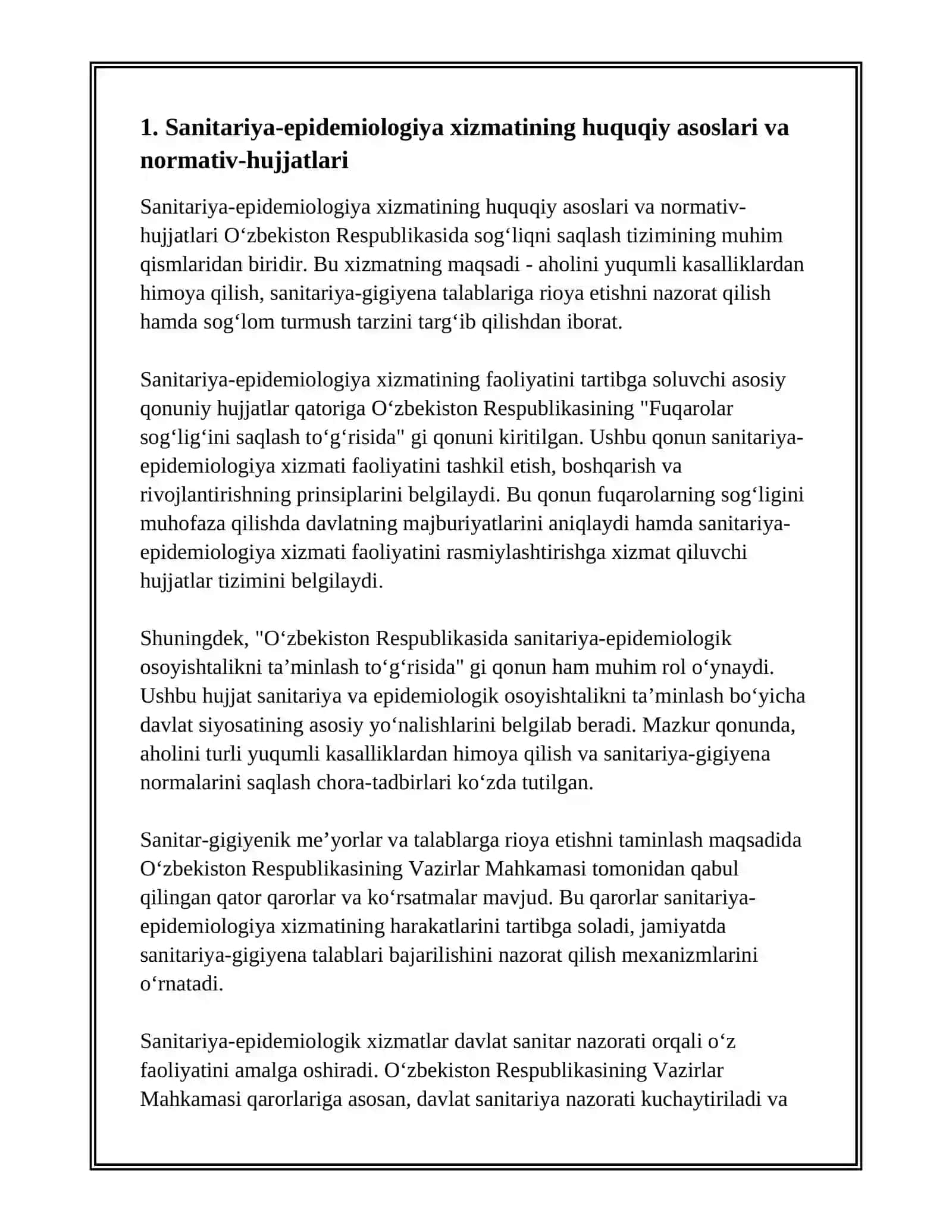 SANITARIYA EPIDEMIOLOGIYA XIZMATINI UYUSHTIRISH 3