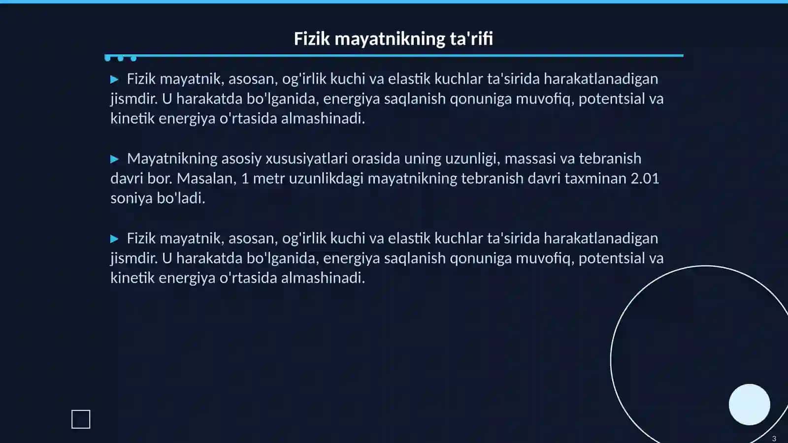 Fizik mayatnik yordamida suzuvchi tebranishni aniqlash 3