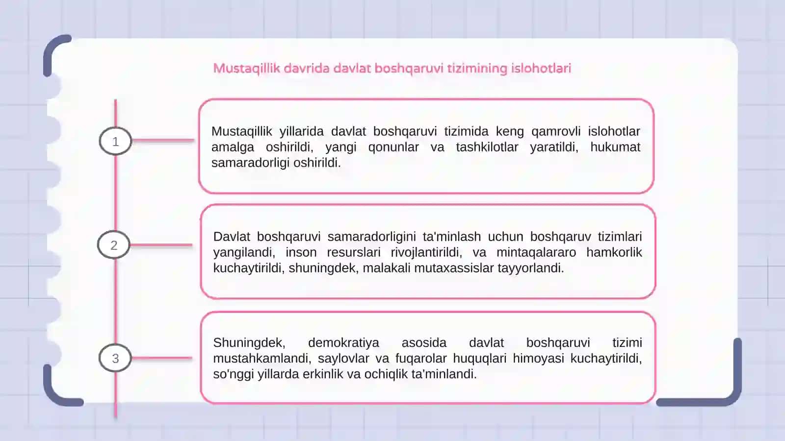 Mustaqillik yillarida davlat boshqaruvi tizimida amalga oshirilgan islohotlar 3
