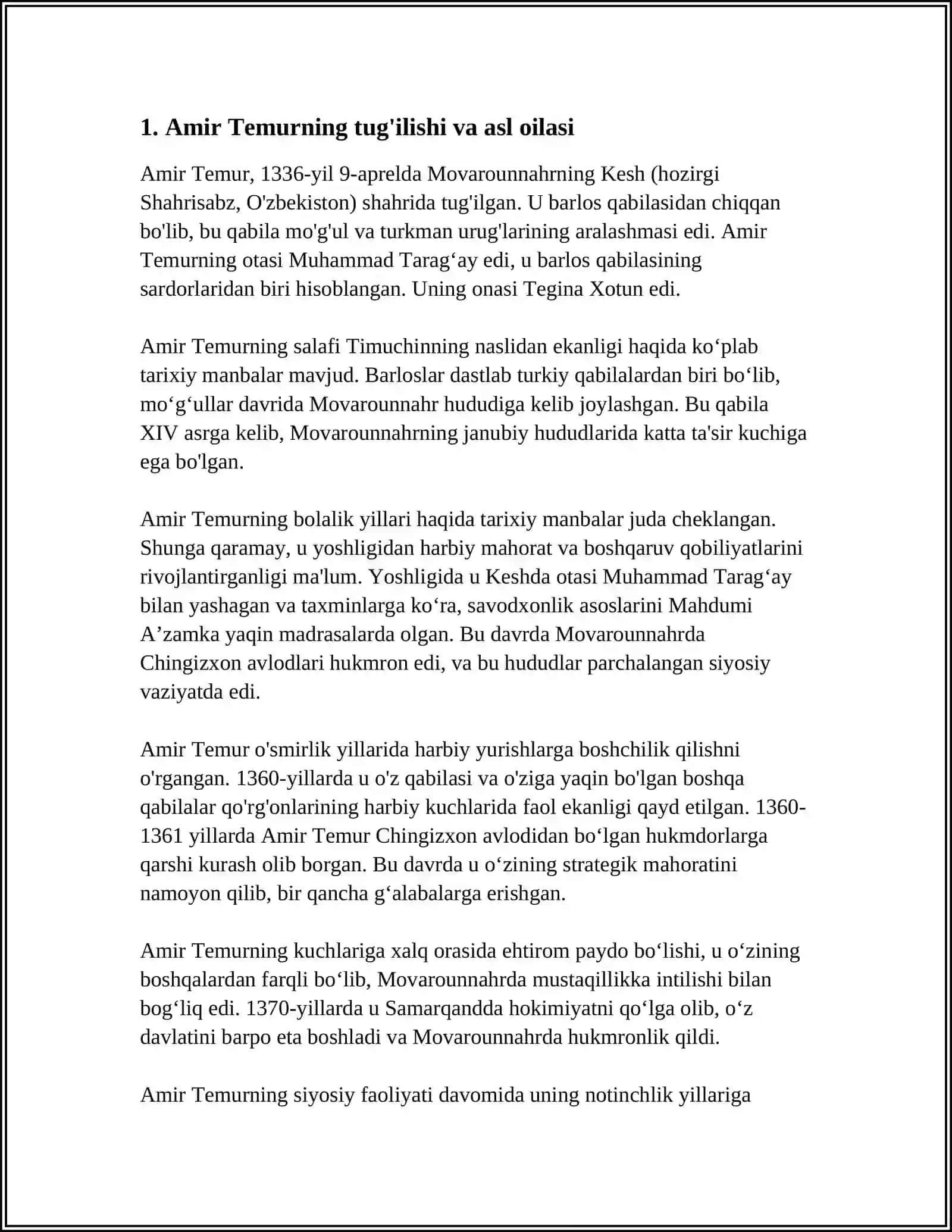 AMIR TEMUR HAYOTI 3
