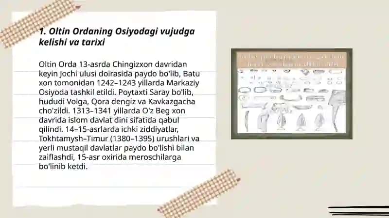 Oltin Ordaning Osiyodagi vujudga kelishi va tarixi 3