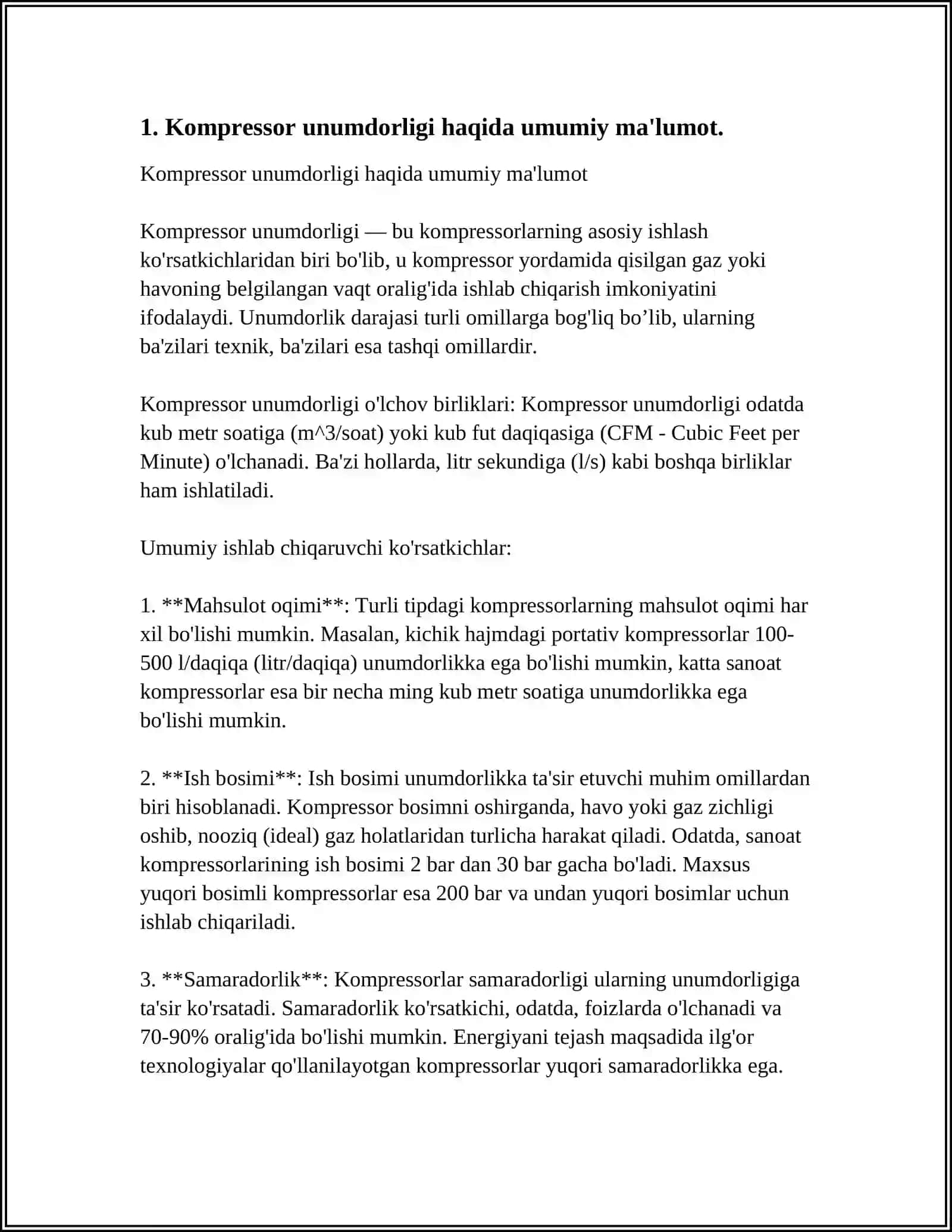 KOMPRESSOR UNUMDORLIGI 3
