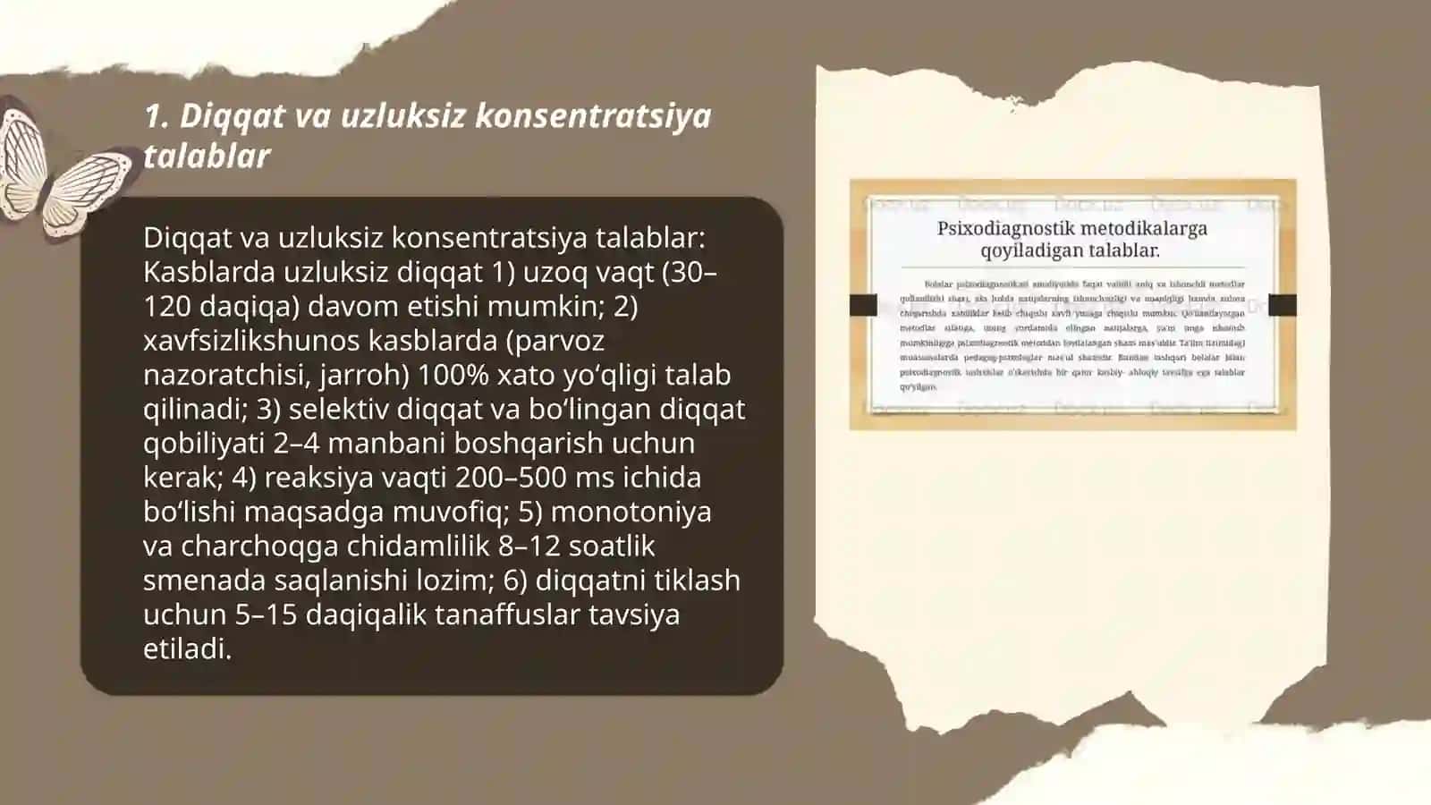 Kasbga qoyiladigan psixofiziologik talablar 3